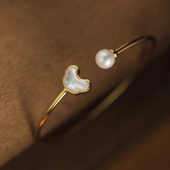 New Open Bangle Faux Pearl Adjustable Gift Box - Picture 2 of 5